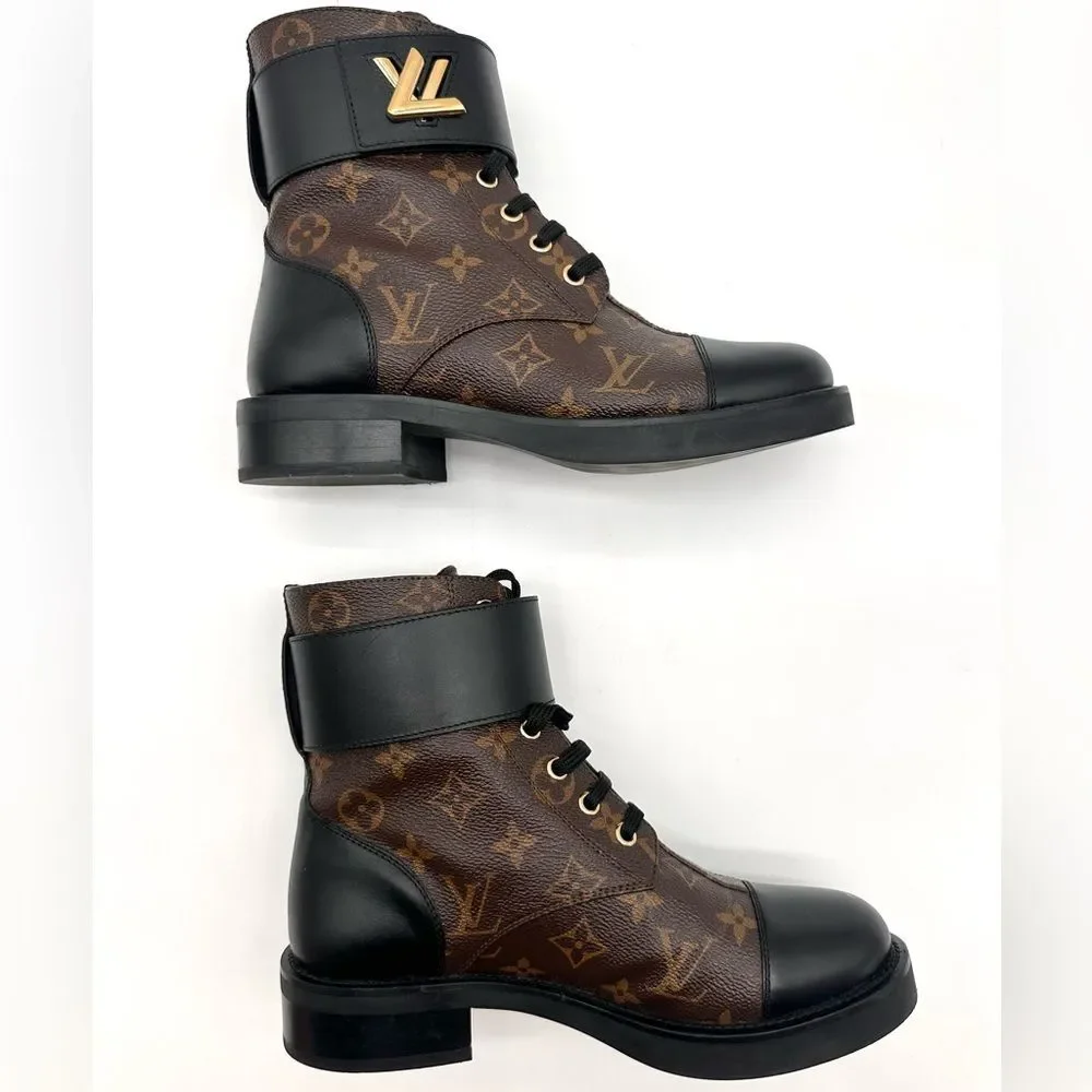 Louis Vuitton Wonderland Ranger Combat Boot Brown LV Monogram EU 37.5 US 7.5